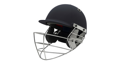 Black cricket helmet glistens on black. Sporting goods product shot for banners, posters, and advertisements.