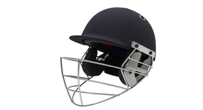 Black cricket helmet glistens on black. Sporting goods product shot for banners, posters, and advertisements.