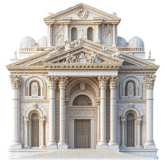 Fototapeta premium 3D front view illustration of a Pula Cathedral Croatia monument isolated on a white transparent background