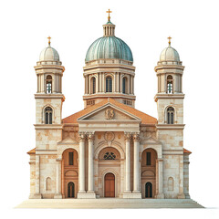 Obraz premium 3D front view illustration of a Split Cathedral Croatia monument isolated on a white transparent background