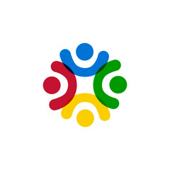 Modern logo design of unity and community, partnership and togetherness in multi colors for groups.