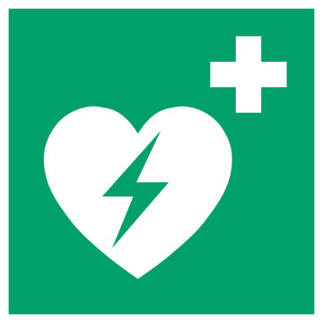 ISO 7010 ; E010 - Automated external heart defibrillator