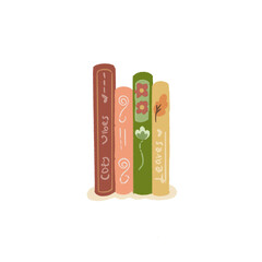 Vector illustration  stack of books yellow, green and red
