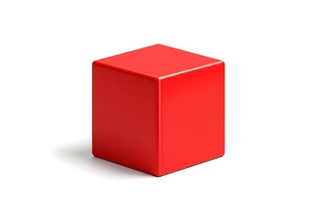 A sleek 3D and vector hybrid illustration of a single red cube casting a soft long shadow