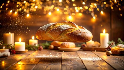 Obraz premium Levitating Golden Bread