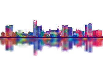 Monaco France Skyline. Cityscape Skyscraper Buildings Landscape City Downtown Abstract Landmarks Travel Background Modern Art