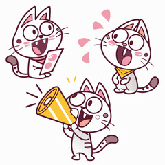 Vibrant and expressive sticker set featuring a playful cat emoji in an excited pose