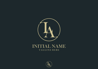 Luxury Letter LA Logo Design with Circle