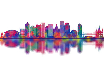 Obraz premium New Orleans Louisiana Skyline. Cityscape Skyscraper Buildings Landscape City Downtown Abstract Landmarks Travel Background Modern Art