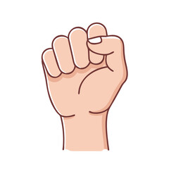Cartoon Fist Illustration Representing Strength Solidarity and Resistance with Bold Outlines