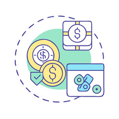 Illustration representing finance and banking with currency and percentage symbols