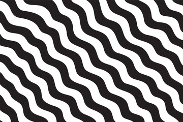 Black and White Wavy Line Seamless Pattern,Abstract Flowing Wave Stripe Design in Monochrome,Modern Fluid Zigzag Wave Background – Black and White