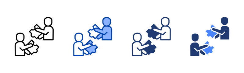 Cooperation icon set multiple style collection