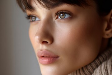 Fototapeta premium Model posing with perfect skin and natural makeup