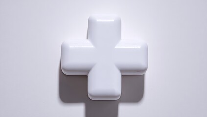 Obraz premium White plus sign, geometric, 3D, isolated