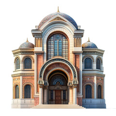 Obraz premium Front view of the Beth Jacob Synagogue isolated on a white transparent background