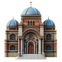 Obraz premium Front view of the Emmanuel Synagogue isolated on a white transparent background
