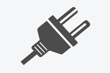 Modern Gray Electric Plug Icon Isolated on White Background
