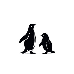 Obraz premium A cute cartoon penguin sits on a branch, isolated against a white background, in a whimsical illustration