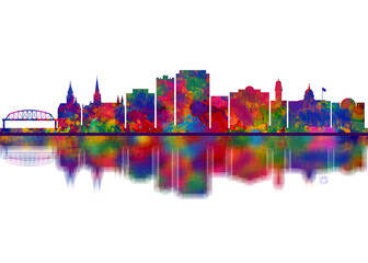 Obraz premium Paterson New Jersey Skyline. Cityscape Skyscraper Buildings Landscape City Downtown Abstract Landmarks Travel Background Modern Art