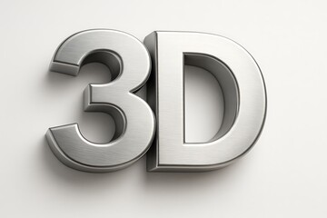 shiny 3d metal logo with smooth brushed texture, isolated on white background