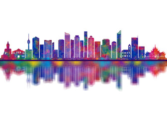 Pattaya City Thailand Skyline. Cityscape Skyscraper Buildings Landscape City Downtown Abstract Landmarks Travel Background Modern Art