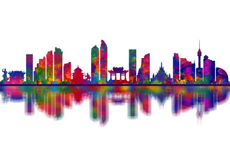 Obraz premium Pattaya City Skyline. Cityscape Skyscraper Buildings Landscape City Downtown Abstract Landmarks Travel Background Modern Art