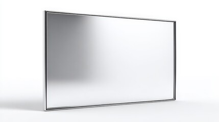 Modern Rectangular Mirror with Slim Silver Frame Isolated on White Background Perfect for Bathroom or Home Decor
