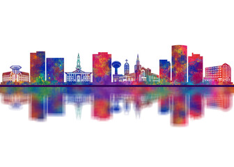 Fototapeta premium Plano Texas Skyline. Cityscape Skyscraper Buildings Landscape City Downtown Abstract Landmarks Travel Background Modern Art