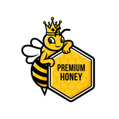 Cartoon Queen Bee with Crown and 