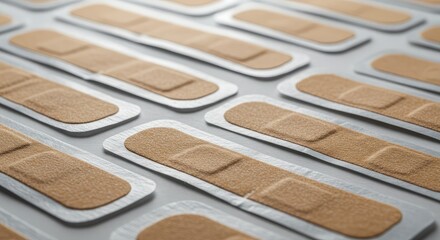 Naklejka premium Seamlessly packaged sterile bandages ready for immediate use, ensuring quick wound care and protection for everyday emergencies and medical needs