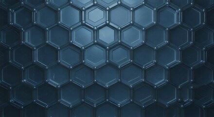 Fototapeta premium 3D Hexagonal Abstract Background, Dark Futuristic Geometric Pattern