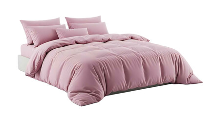 Pink bedding set on bed