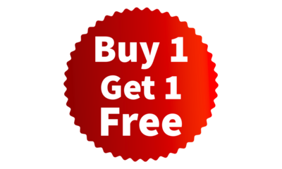 Buy 1 Get 1 Free Red Authentic sticker design, stamp, labels on vector web shopping stickers isolated on PNG or Transparent Background