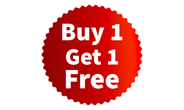 Buy 1 Get 1 Free Red Authentic sticker design, stamp, labels on vector web shopping stickers isolated on PNG or Transparent Background