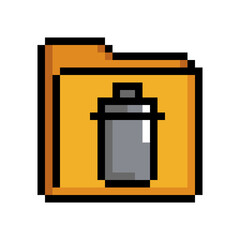 Pixel Art Folder Icon with Trash Can Symbol**