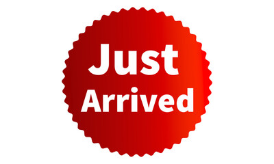 Just Arrived Red Authentic sticker design, stamp, labels on vector web shopping stickers isolated on PNG or Transparent Background