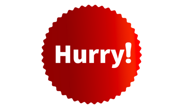 Hurry Red Authentic sticker design, stamp, labels on vector web shopping stickers isolated on PNG or Transparent Background
