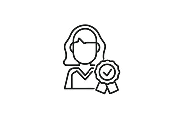 Linear Avatar with Approved Badge Icon on White Backdrop Minimalist Symbol