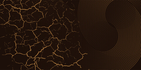 3D brown lines techno abstract background overlap layer on dark space with circles shapes effect decoration. Vector ilustration