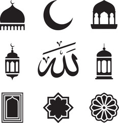 Obraz premium Islamic Icons A Collection of Symbols Representing Faith, Worship, and Culture