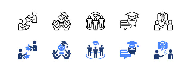 Cooperation, Teamwork, Leadership, Communication, Listening skills. with 2 style icon.