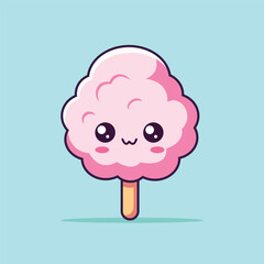 Cotton Candy Cartoon Vector Icon Illustration. Food Object Icon Concept Isolated Premium Vector. Flat Cartoon Style