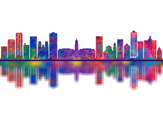 Obraz premium Rennes France Skyline. Cityscape Skyscraper Buildings Landscape City Downtown Abstract Landmarks Travel Background Modern Art