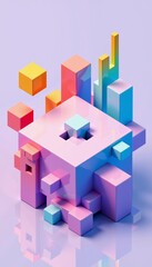 Obraz premium Abstract colorful geometric shapes in modern digital design 