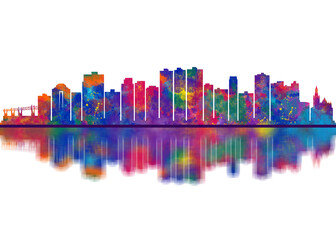 Obraz premium Ribeirao Preto Brazil Skyline. Cityscape Skyscraper Buildings Landscape City Downtown Abstract Landmarks Travel Background Modern Art