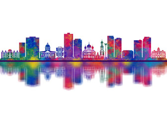 Rostov-on-Don Russia Skyline. Cityscape Skyscraper Buildings Landscape City Downtown Abstract Landmarks Travel Background Modern Art