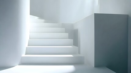Obraz premium White modern staircase interior design.