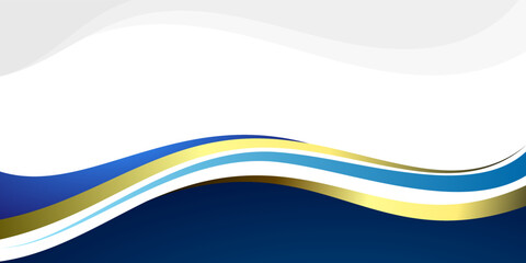 Fototapeta premium abstract wavy background with blue and gold curves on white space for modern graphic design