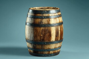 Obraz premium Aged wooden barrel on muted background